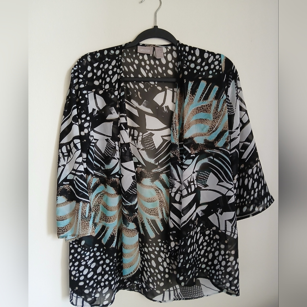 Chico’s Open Front Kimono Duster 3/4 Sleeve  Size 1/Med